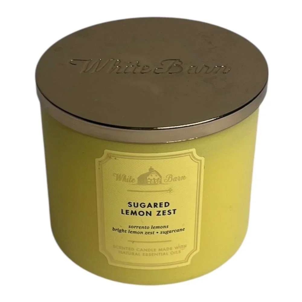Bath & Body Works Sugared Lemon Zest 3 Wick Scented Candle  14.5 oz w/ lid